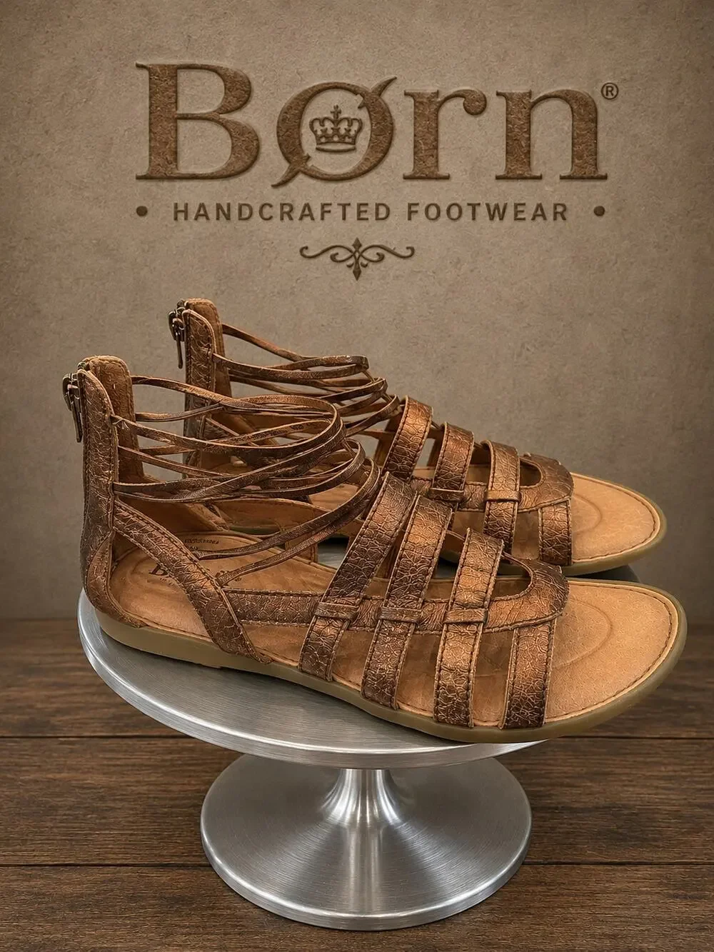 Born Metallic Bronze Leather Strappy Gladiator Sandals Women’s 7M F17018